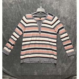 Torrid Lace Up Front Top Woman Sz 1 Pastel Goth Striped Casual Chic Cozy Easter